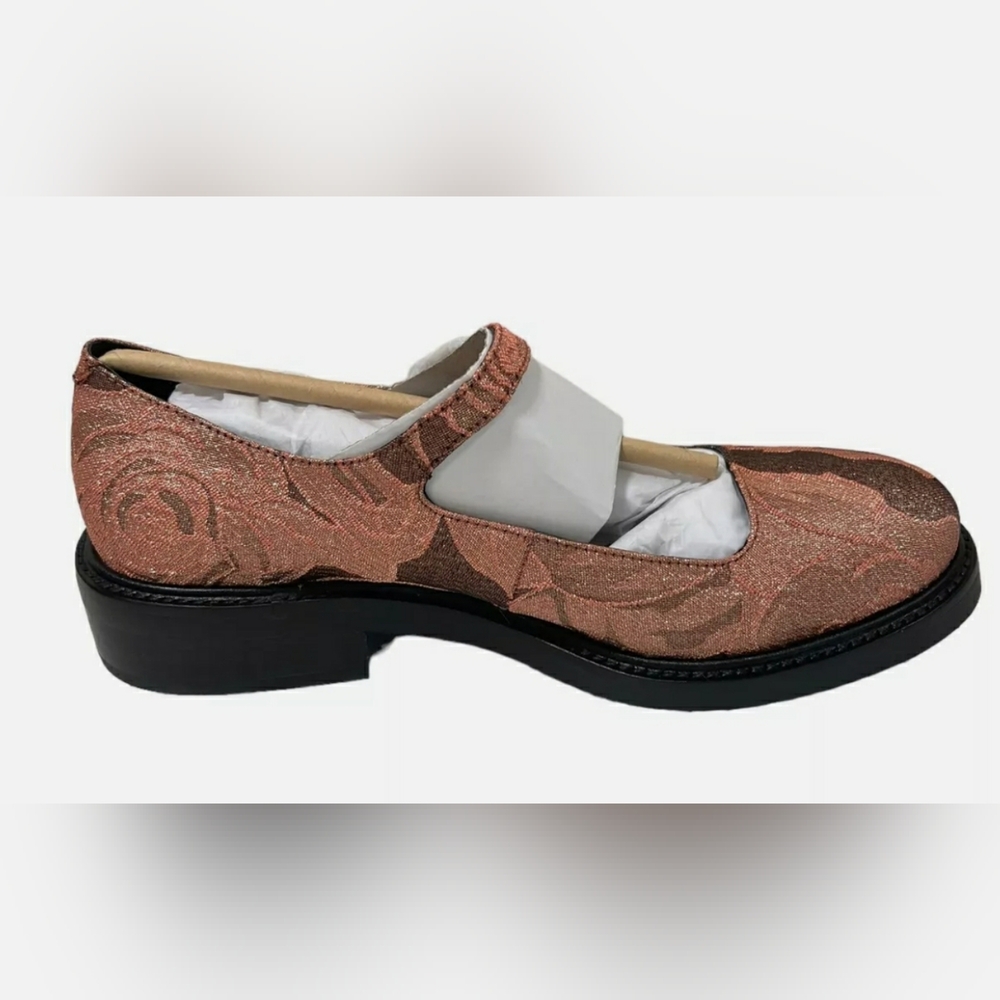 JEFFREY CAMPBELL PINK FLORAL MARY JANE FLATS WITH VINTAGE SADDLE DESIGN - Picture 6 of 7